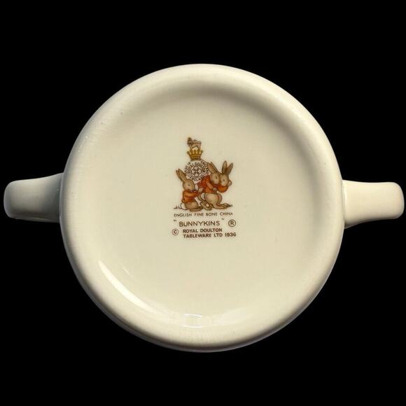 VTG ROYAL DOULT0N BUNNYKINS Toddler Infant HANDLED Hug A Mug Cup Bunnies Flowers - Picture 10 of 12